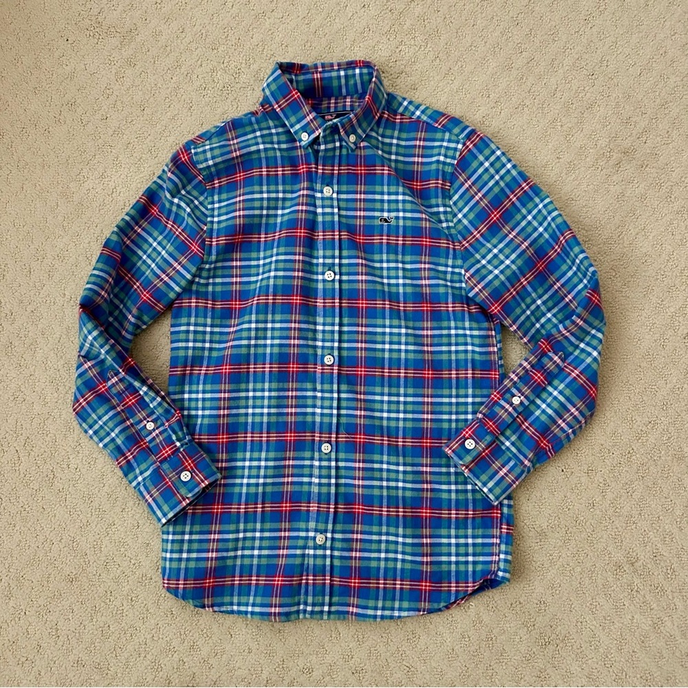 Boys Vineyard Vines Flannel Shirt - Blue and Red size Small